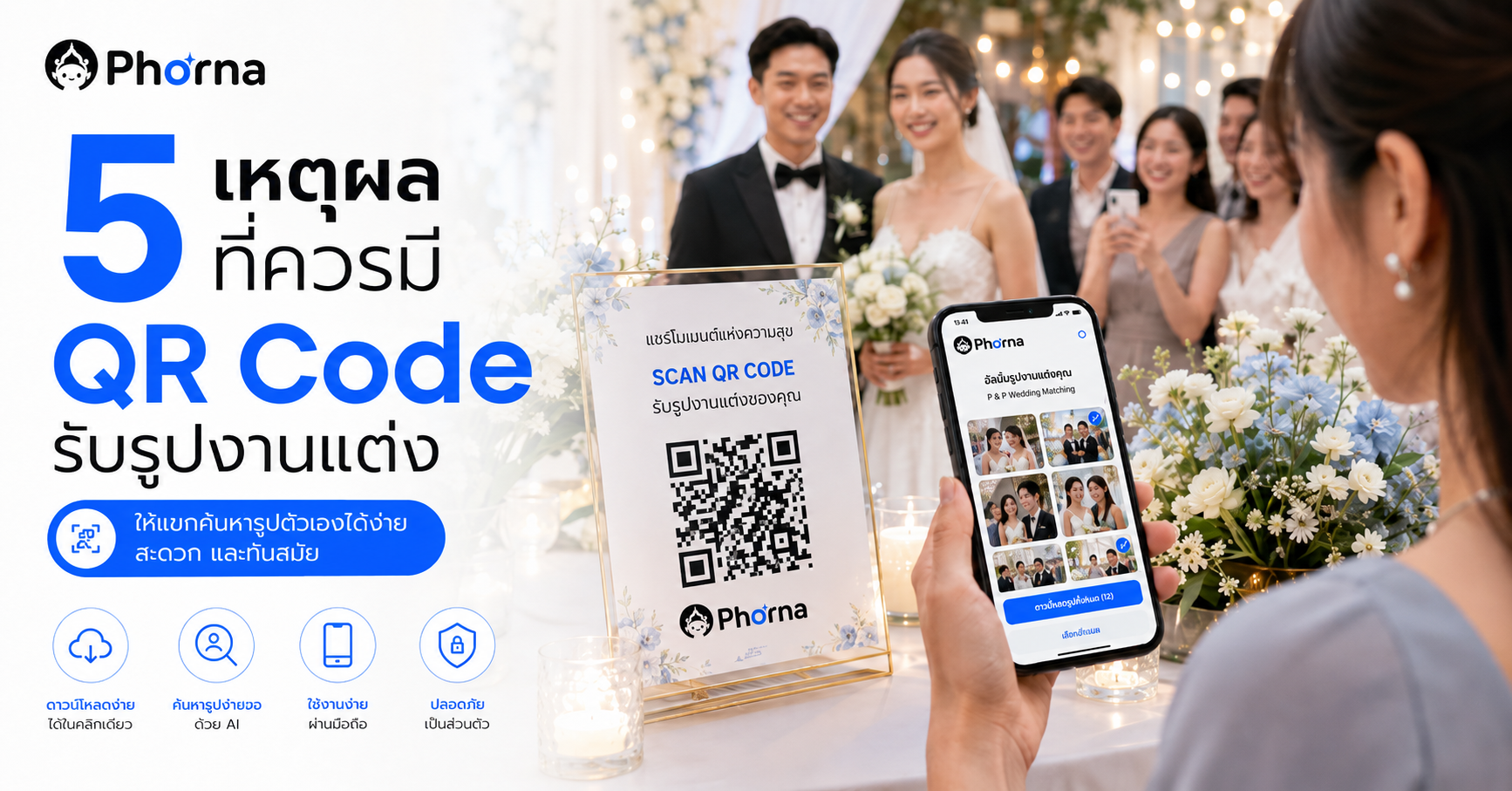 QR Code รับรูปงานแต่งสำหรับแขกที่ต้องการค้นหารูปตัวเอง